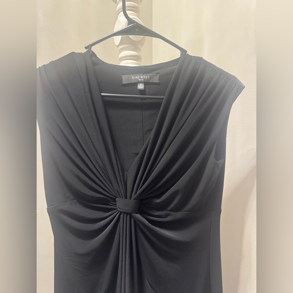 Nine West Black Knot Front Sleeveless Midi Dress Size 8 - Picture 2 of 6